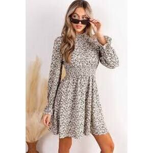 NWT Cupshe mockneck longsleeve ruffle cuff mini dress Women's size medium